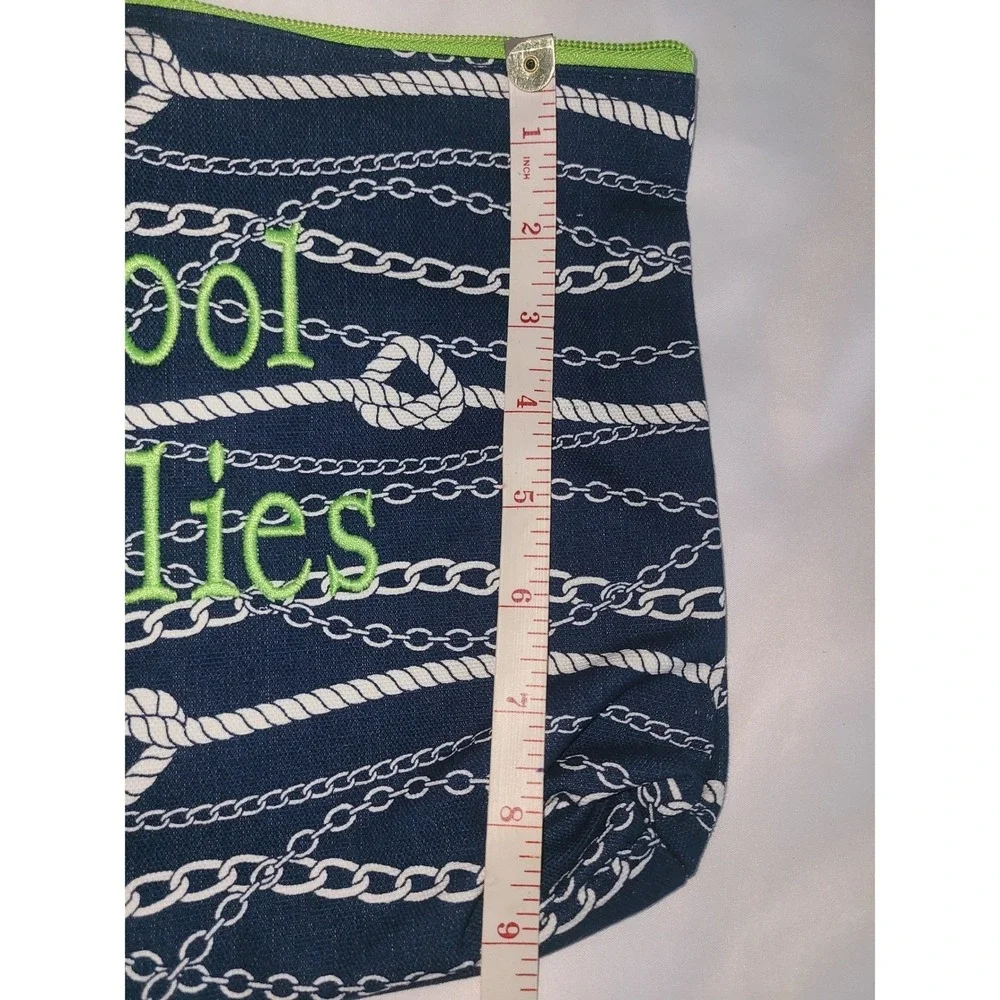 Thirty-One Navy Nautical Rope Chain Zipper Pouch School Supplies Organizer Bag